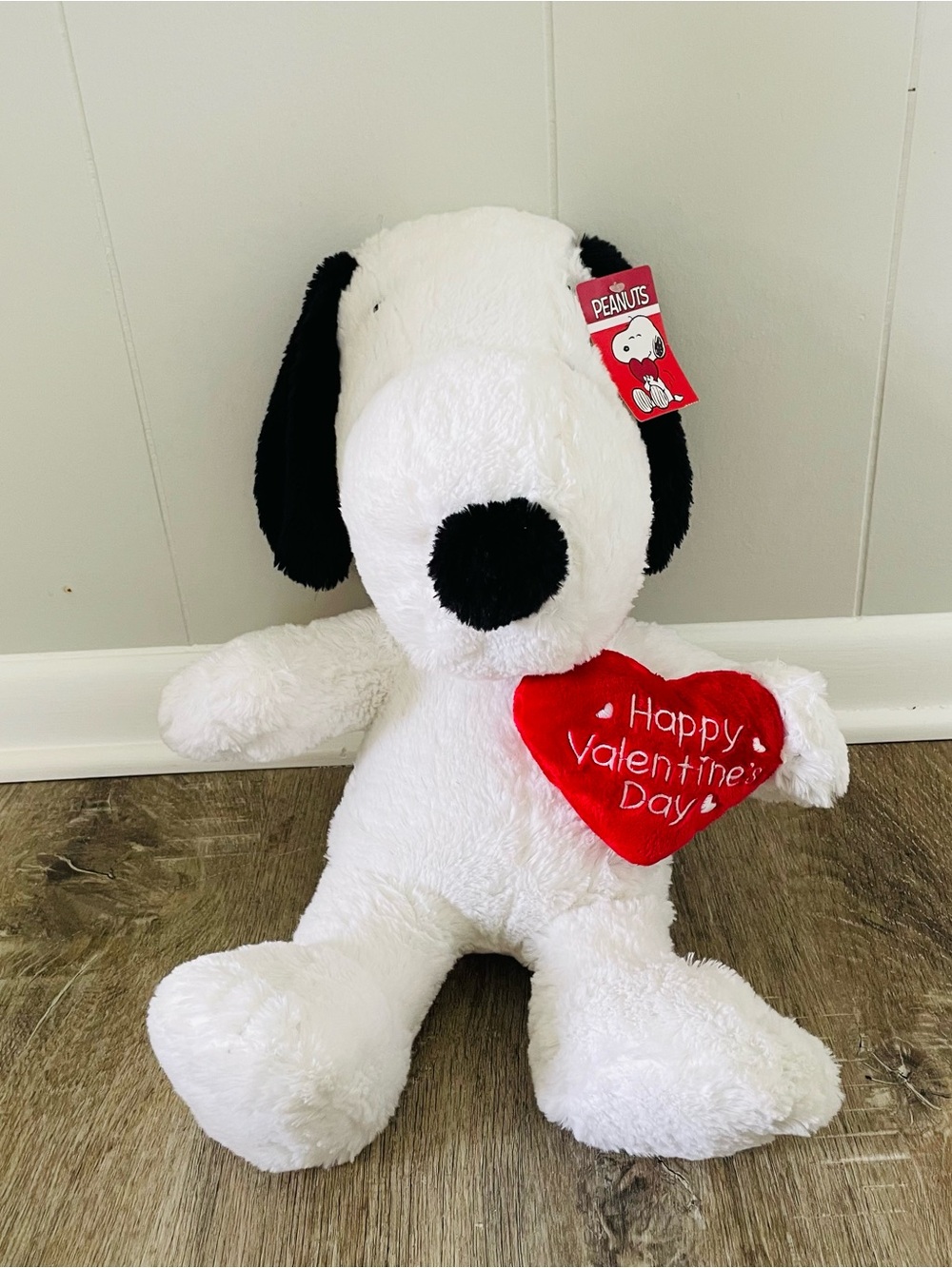 Peanuts Snoopy Plush with Red Valentine Heart - White, Black, Red